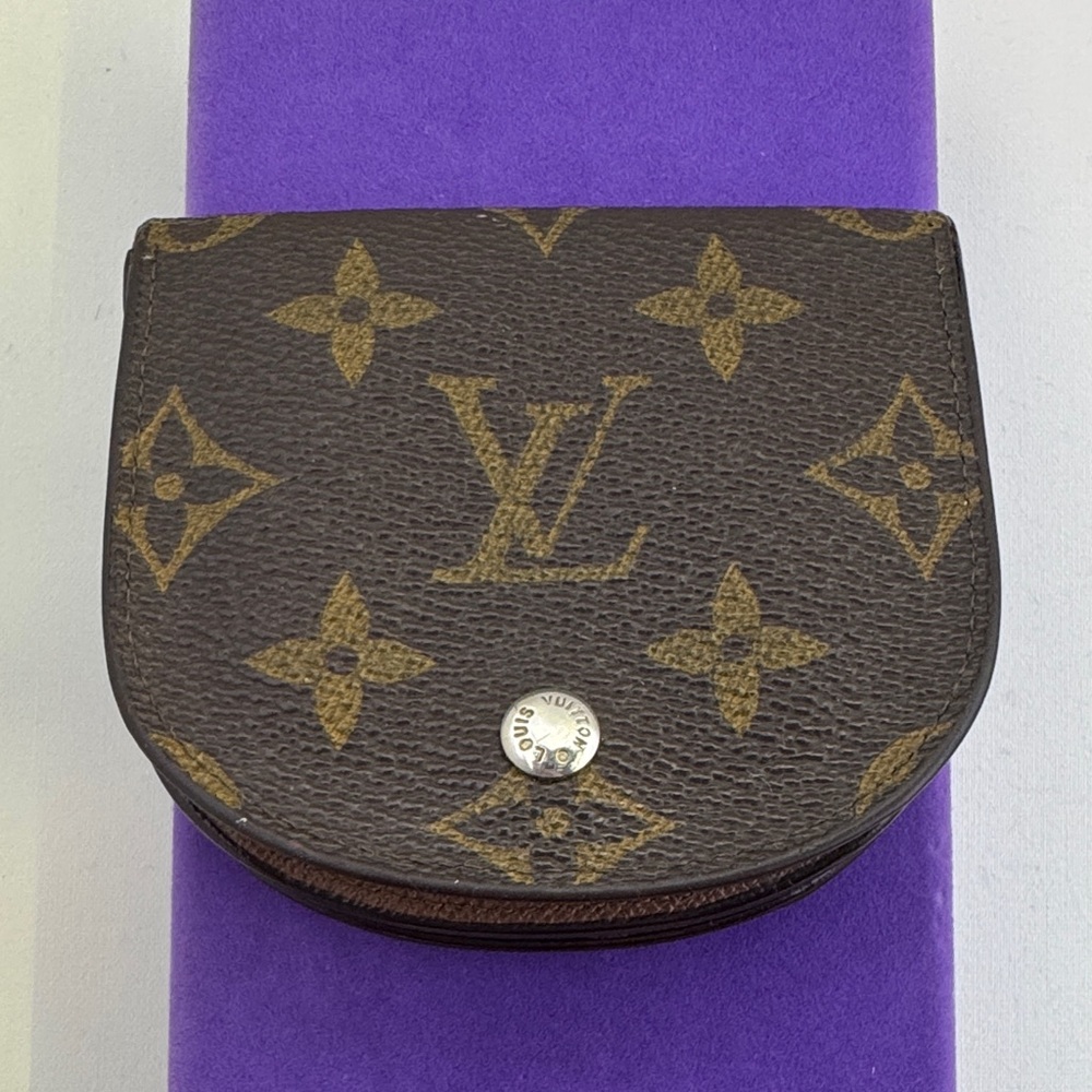 💛 Authentic Louis Vuitton Brown Monogram Porte Monnaie Gousset | Coin Purse